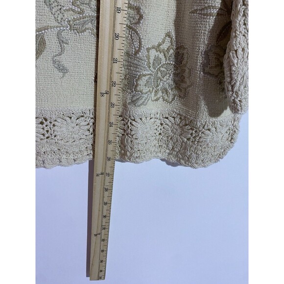 Soft Surroundings Top PXL Cream Crochet Boho Beachy Floral Embroidery Artsy - Picture 9 of 10